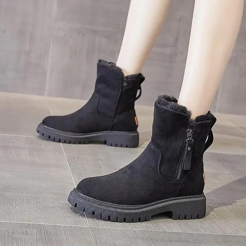 Fashion Booties Shoes for Woman Elegant With Medium Heels Suede Women's Ankle Snow Boots Comfortable Designer Luxury High Quality Boot
