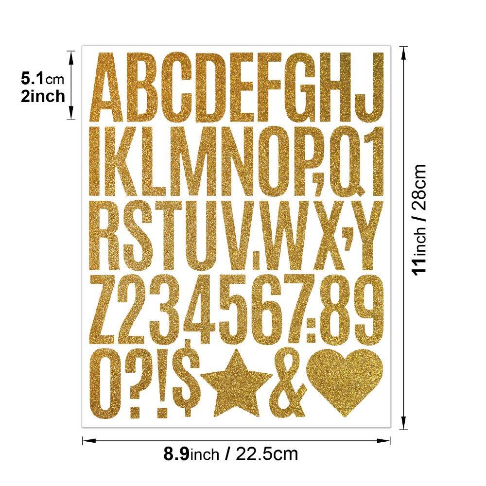 5 Sheets 2/1.5 Inch Alphabet Big Letter Stickers Shiny Silver Letter Number Sticker  Scrapbook
