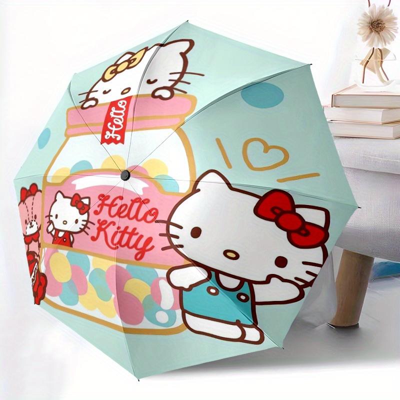 Hello Kitty Candy Bottle Design Automatic Opening and Closing Umbrella, Lightweight 3-Fold, With Cute Cartoon Characters, Suitable for Home, Outdoor a