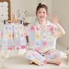Girls' Summer Pajamas: Ice Silk 3-Piece Set, Breathable & Lightweight for Medium and Large Kids, 2026 New Style