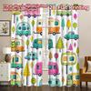2D FLAT PRINTING 2pcs Curtains (Without Rod) Colorful Camping Scene Pattern Modern Curtains Polyester Easy Install Curtains