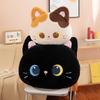 Cute Black Cat Sofa Three Flower Cat Throw Pillow Children's Plush Cat Gift