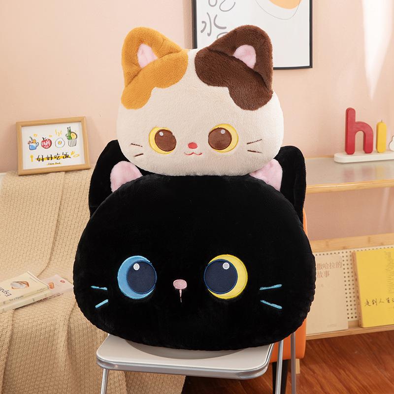 Cute Black Cat Sofa Three Flower Cat Throw Pillow Children's Plush Cat Gift