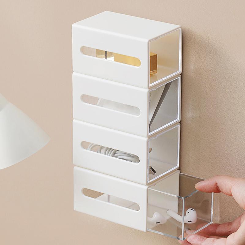 1pc Punch Free Bidirectional Storage Box for Makeup Removal, Cotton Hair Clips, and Debris Extraction