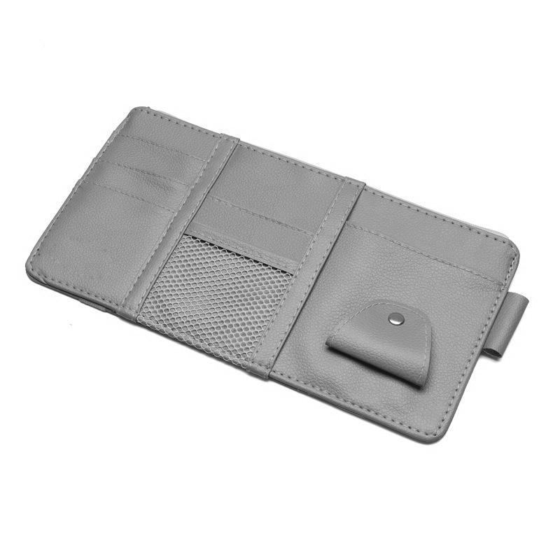 Leather Car Sun Visor Multi-Functional Clip: ID, Card & Glasses Holder
