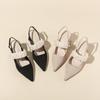Black High Heels Women's Summer Shallow Mouth Pointed Head Commuting Thick Heel Bag Head Sandals Women's French Style