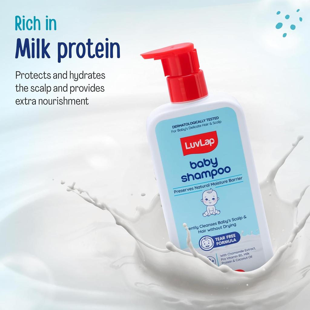 LuvLap Milky Soft Baby Shampoo with Vitamin E, Shea Butter & Milk Protein for Gentle Scalp Cleansing - Pack of 2 X 600 Ml
