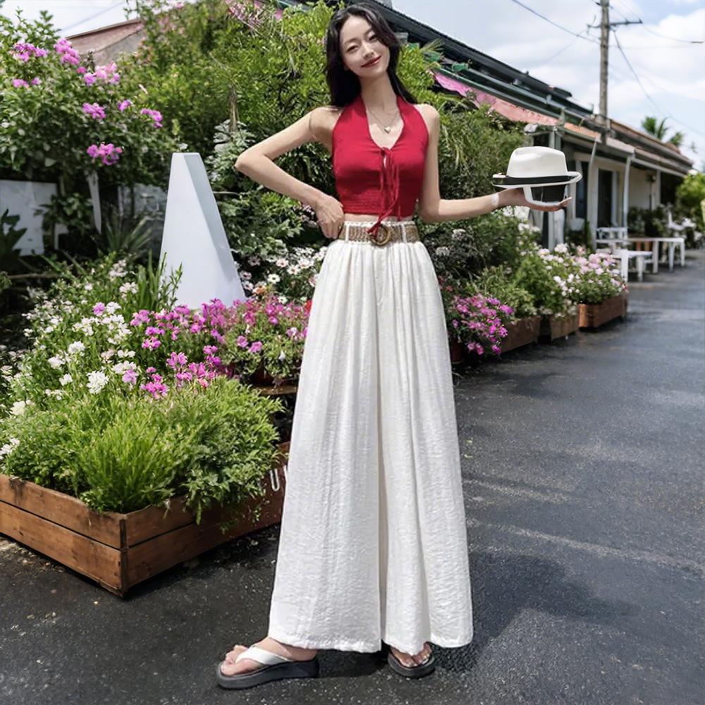 Women s High Waist Culotte Wide Leg Pants Loose Old Money Tencel Linen Drapey Elegant Breathable Casual Summer Daily Bottoms M