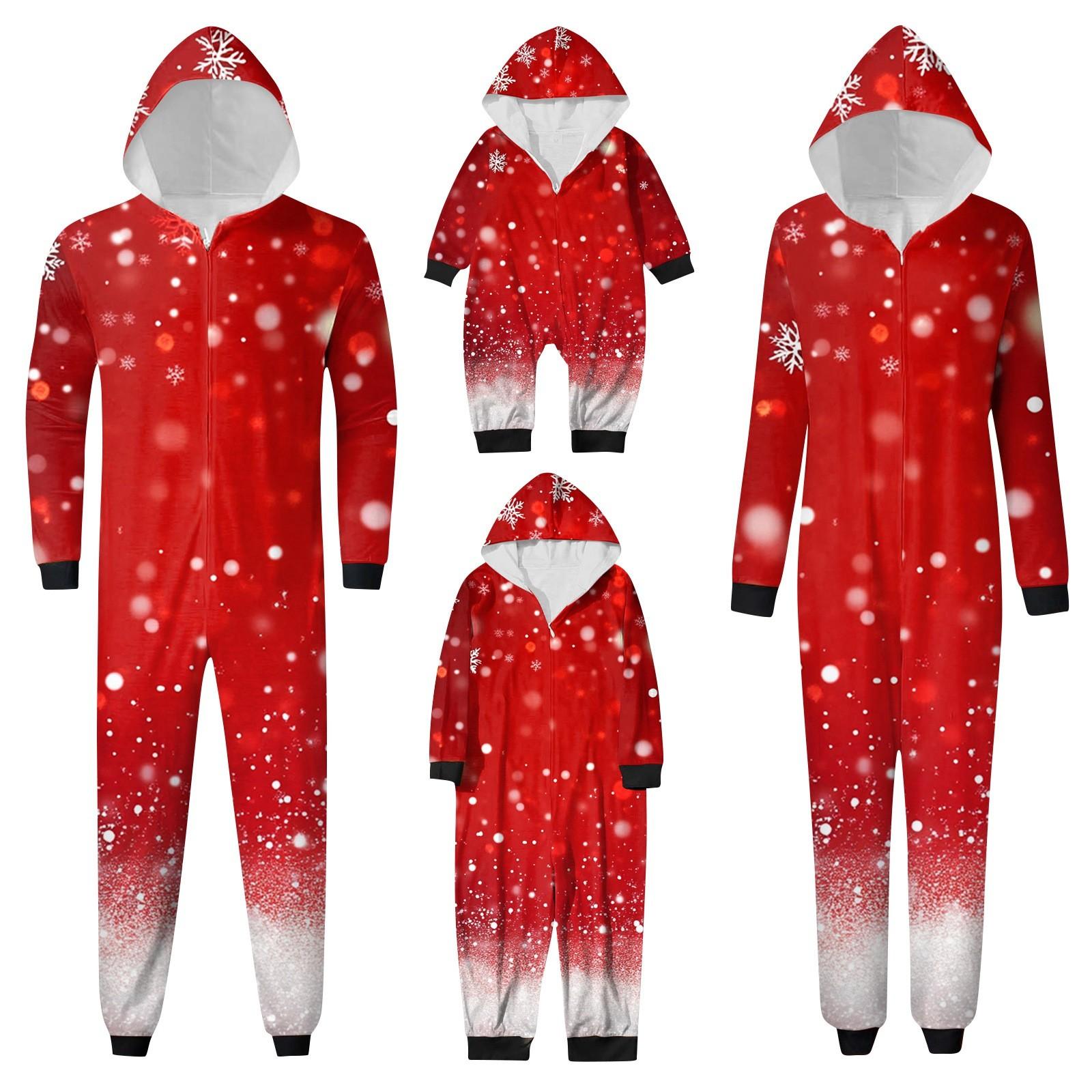 

Рождественский принт, комплект одежды для родителей и детей, с капюшоном, на молнии, модный домашний костюм