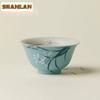80ml Light Lake Blue Hand-painted Orchid Teacup Vintage Tea Bowl Set Of Cups Tea-tasting Fragrance Cup Chazhan Master Cups Tea