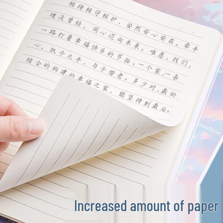 High-Value A5 Notebook: Thickened B5 Plastic Cover, INS Style, Lay-Flat, Lined for Student Use.