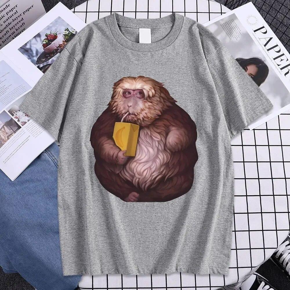 Funny Zoon XingXing Monkey T-skjorte med grafisk trykk Sommer-t-skjorter i bomull med korte ermer Unisex-klær med o-hals Kul T-skjorte Oversized