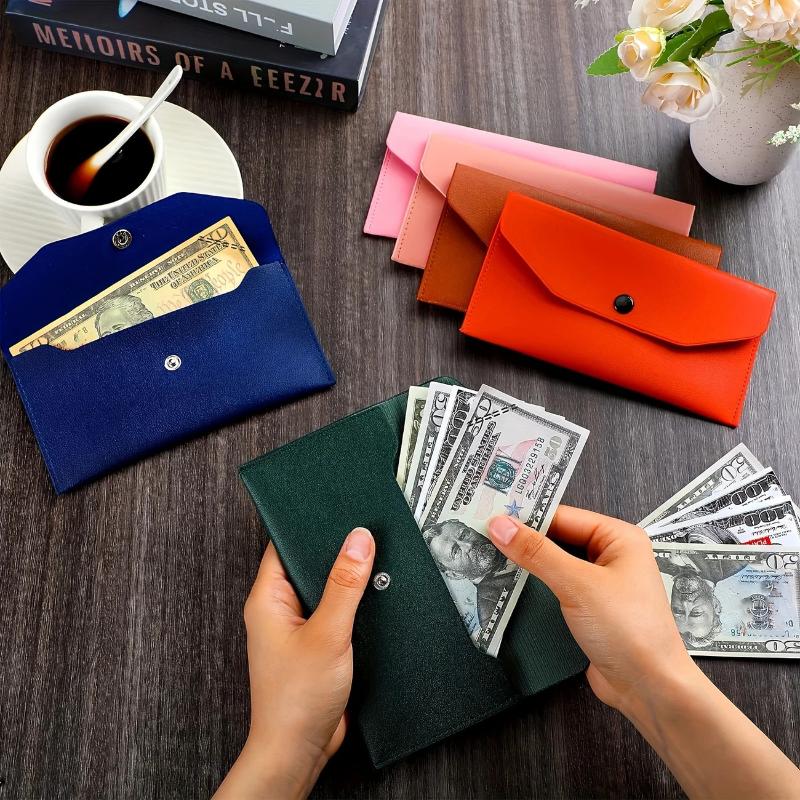 Leather Wallet Folder Card Holder Unisex Ultra Slim Durable Pu Organiser Waterproof Storage Pouch Cash Envelope Business