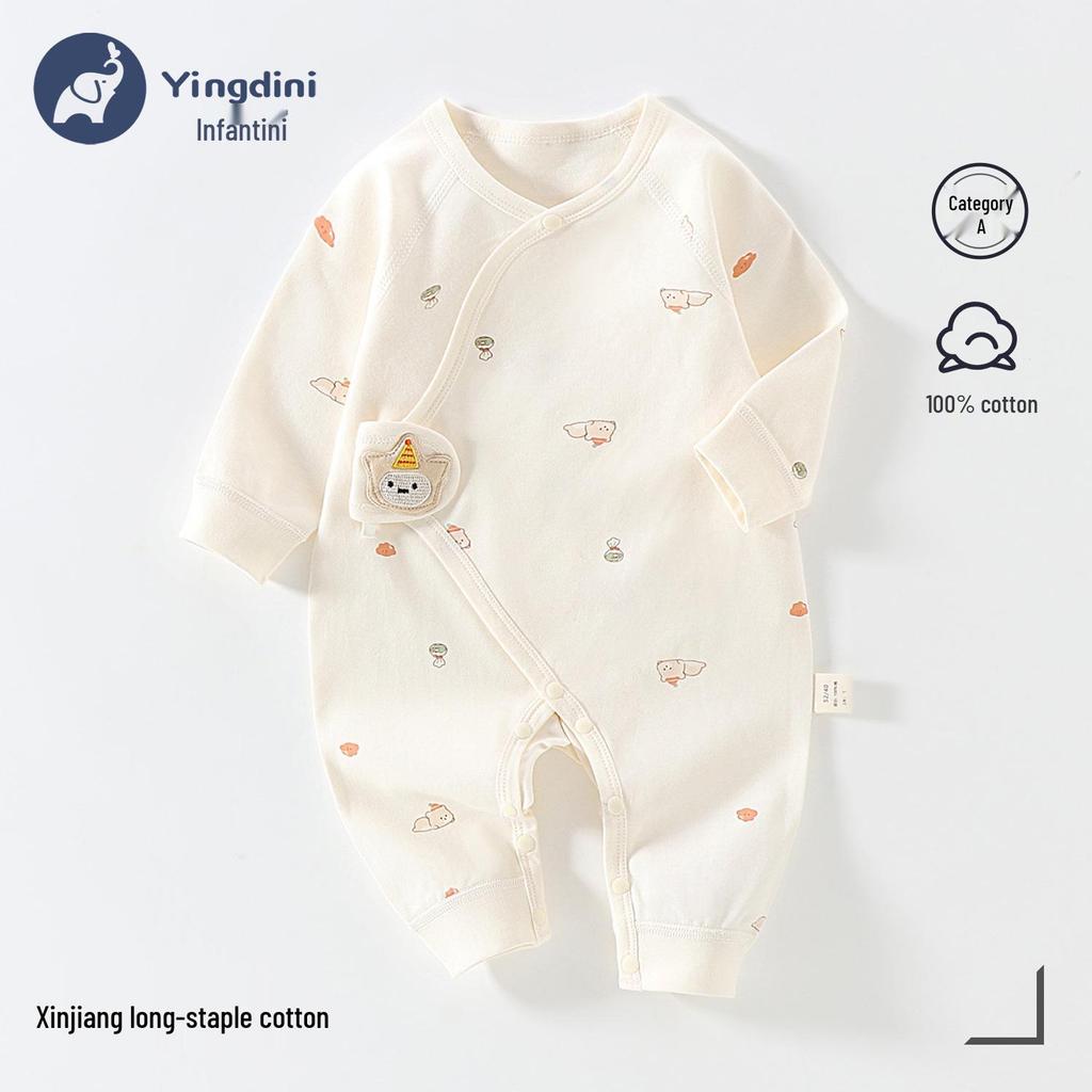 Neugeborenen Strampler aus reiner Baumwolle mit Schmetterlingsmotiv - Atmungsaktiver doppellagiger Anzug für Herbst und Frühling