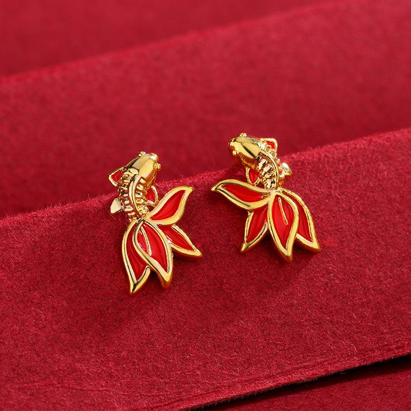 New Creative Fashion Transport Koi Golden Carp 925 Sterling Silver Personality Fish Animal Earrings E002