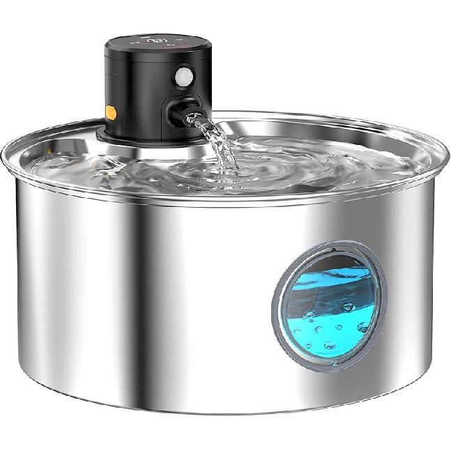 Cat Water Fountain Wireless Cordless: Cat Fountain Battery Operated - Stainless Steel Pet Water Fountain Rechargeable - 108oz/3.2L Automatic Cats Cat Water Fountain