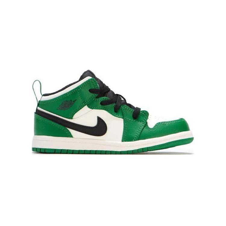 Jordan Air Jordan 1 Slip Resistant Cushioning Abrasion Resistant Mid top Toddler Shoes White Green Infant And Toddler BQ6933-301