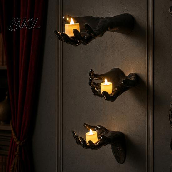 Halloween Wall Decoration Decoration, Mounted Creepy Hands, Spooky Claw Ornament, Gothic Resin Claws Prop for Haunted House Party, Dark Entryway