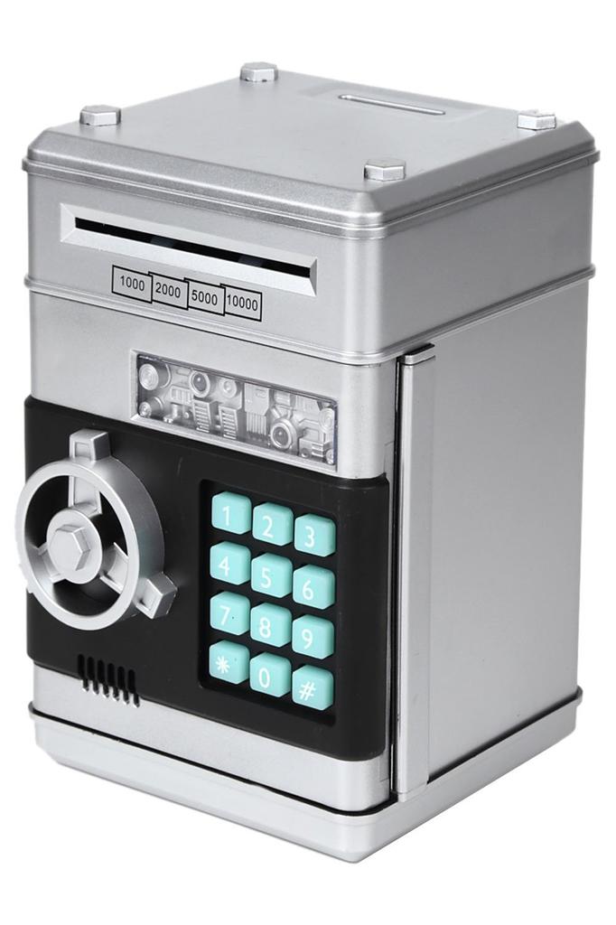 mikketa Piggy Bank for Bills and My Dial Gift Warranty Coins, Personal, Lock, Security, Kids, Present, [Manufacturer's Included] (01 Silver)