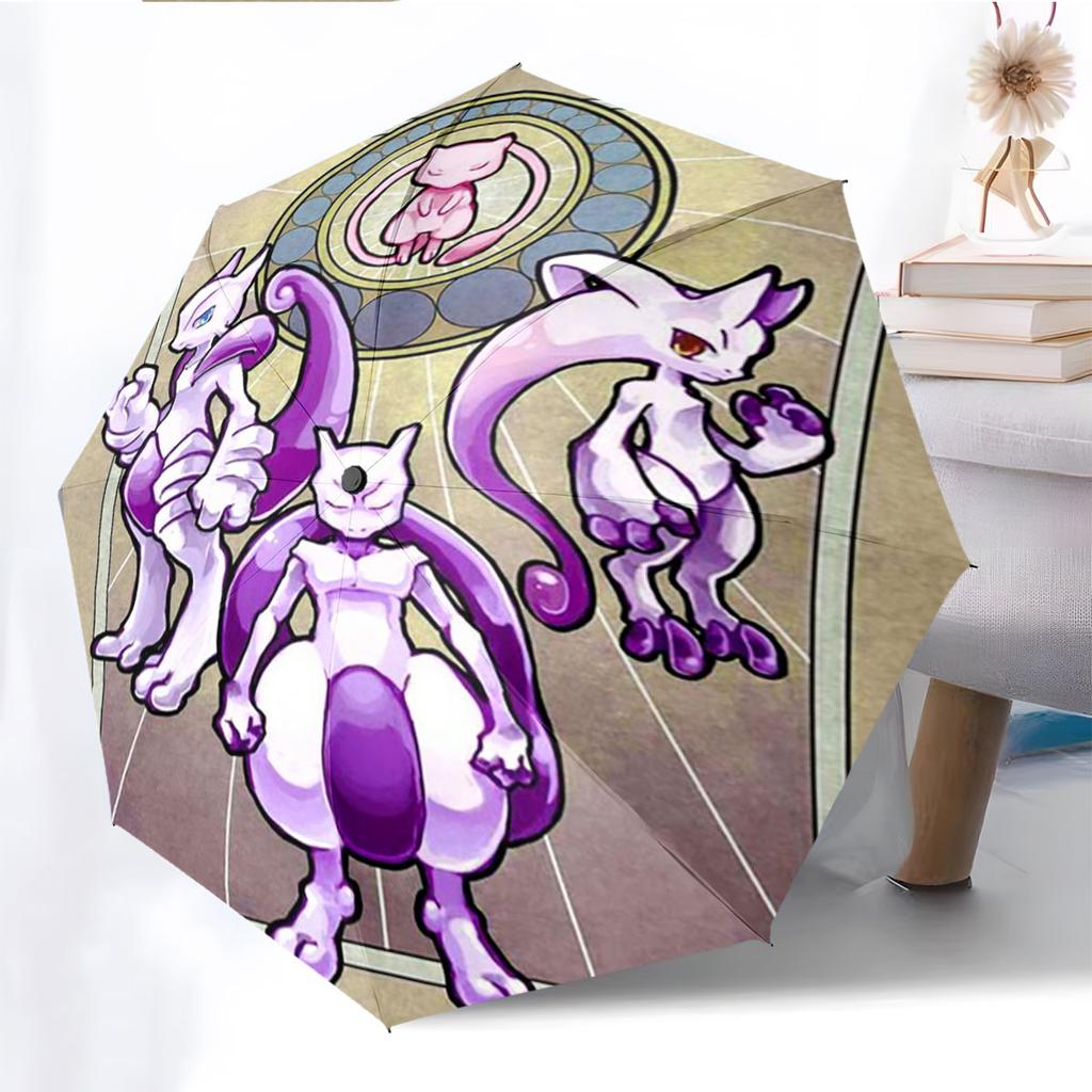 Mewtwo Pokemon Anti UV Umbrella Sun Protection Shade Umbrella Waterproof Windproof Outdoor Travel Parasol