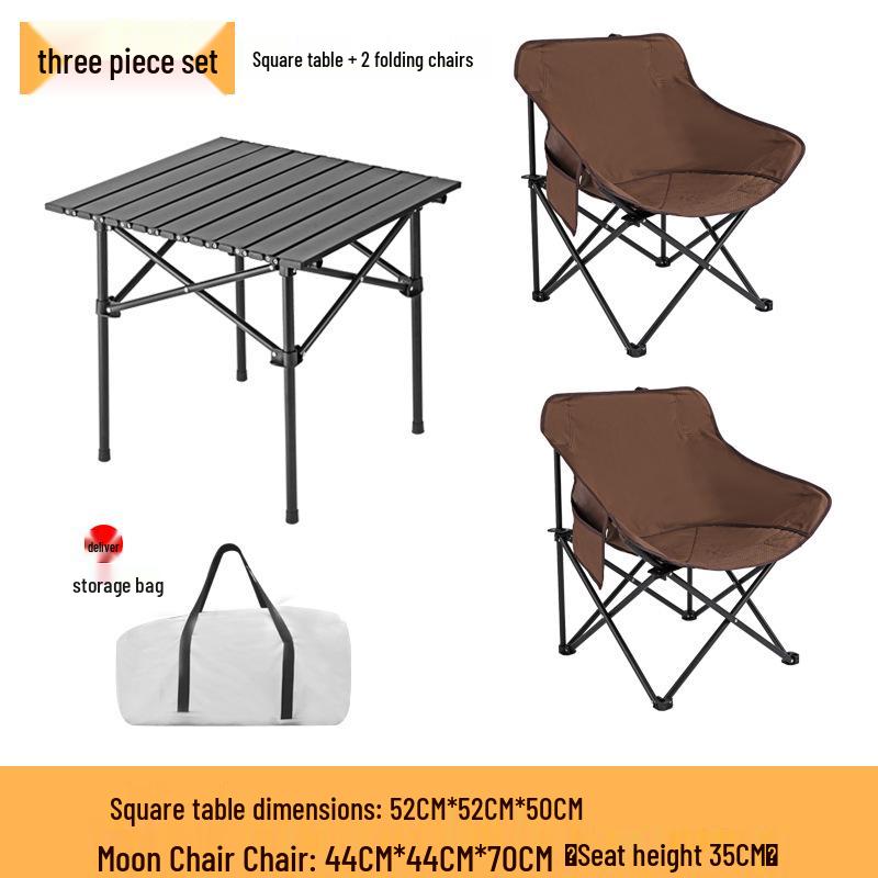 Portable Outdoor Folding Table & Chair Set for BBQs – Includes 1 Roll-up Table & 4 Chairs