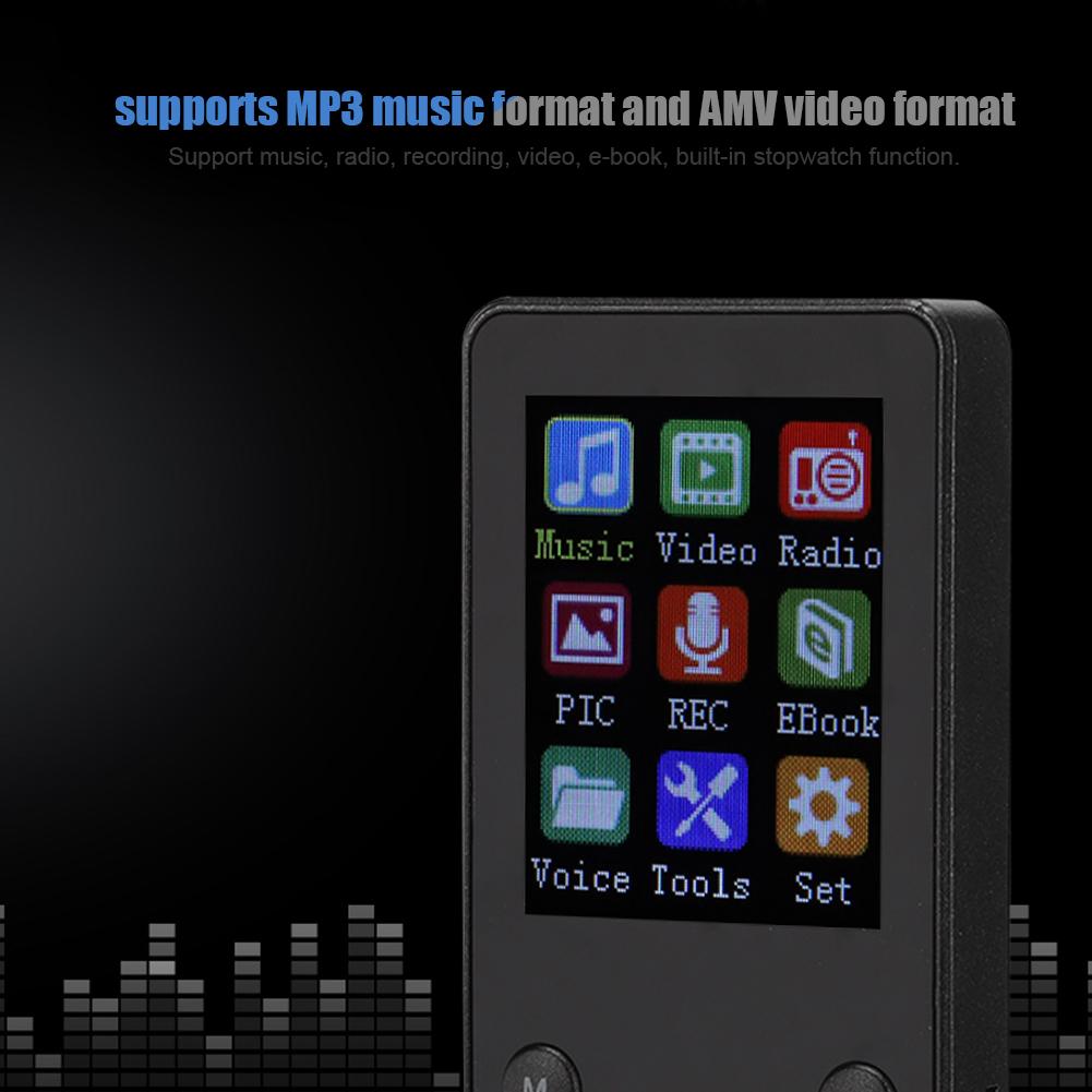 T3 Portable Bluetooth 4.2 Plug In Card Student MP4 Music Video Player with 1.8in Display
