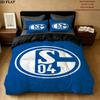 FC Schalke Muster Bettwäsche Steppbett Set Bettbezug Kissenbezug Zuhause Geburtstagsgeschenk(1 Bettbezug + 2 Kissenbezüge, ohne Füllung)
