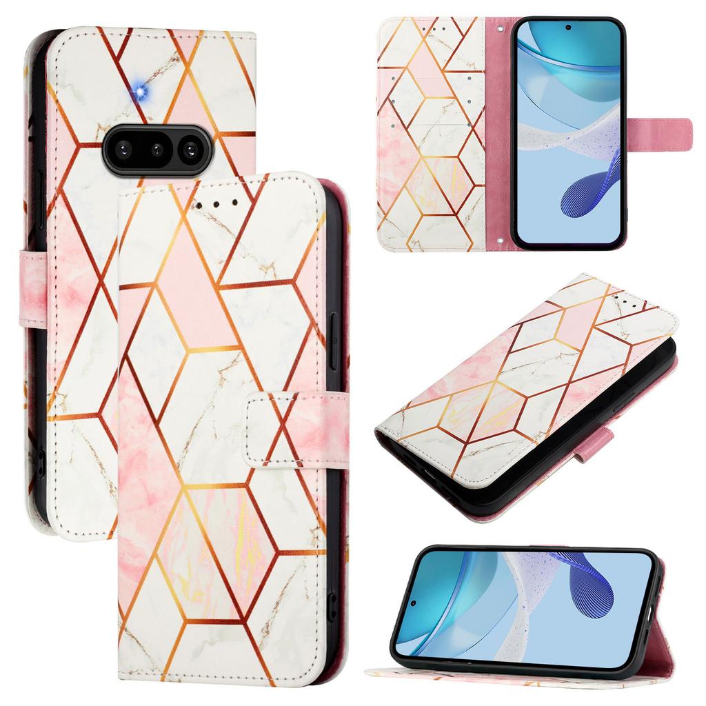 For ingenting telefon (3a) Etui med stropp Marmormønster Skinn Telefondeksel Kortholder