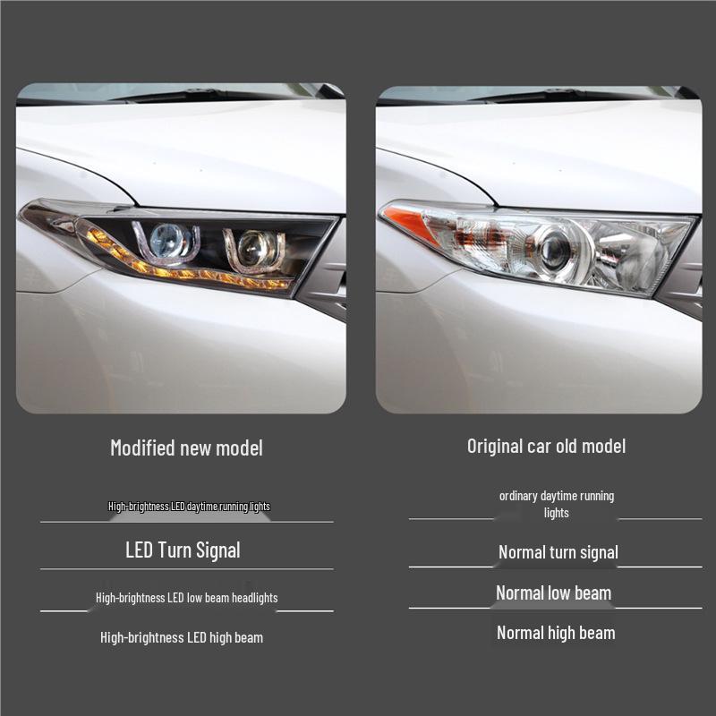 LED Projector Xenon Headlight Assembly for 12-14 Toyota Highlander with DRL and Flowing Light