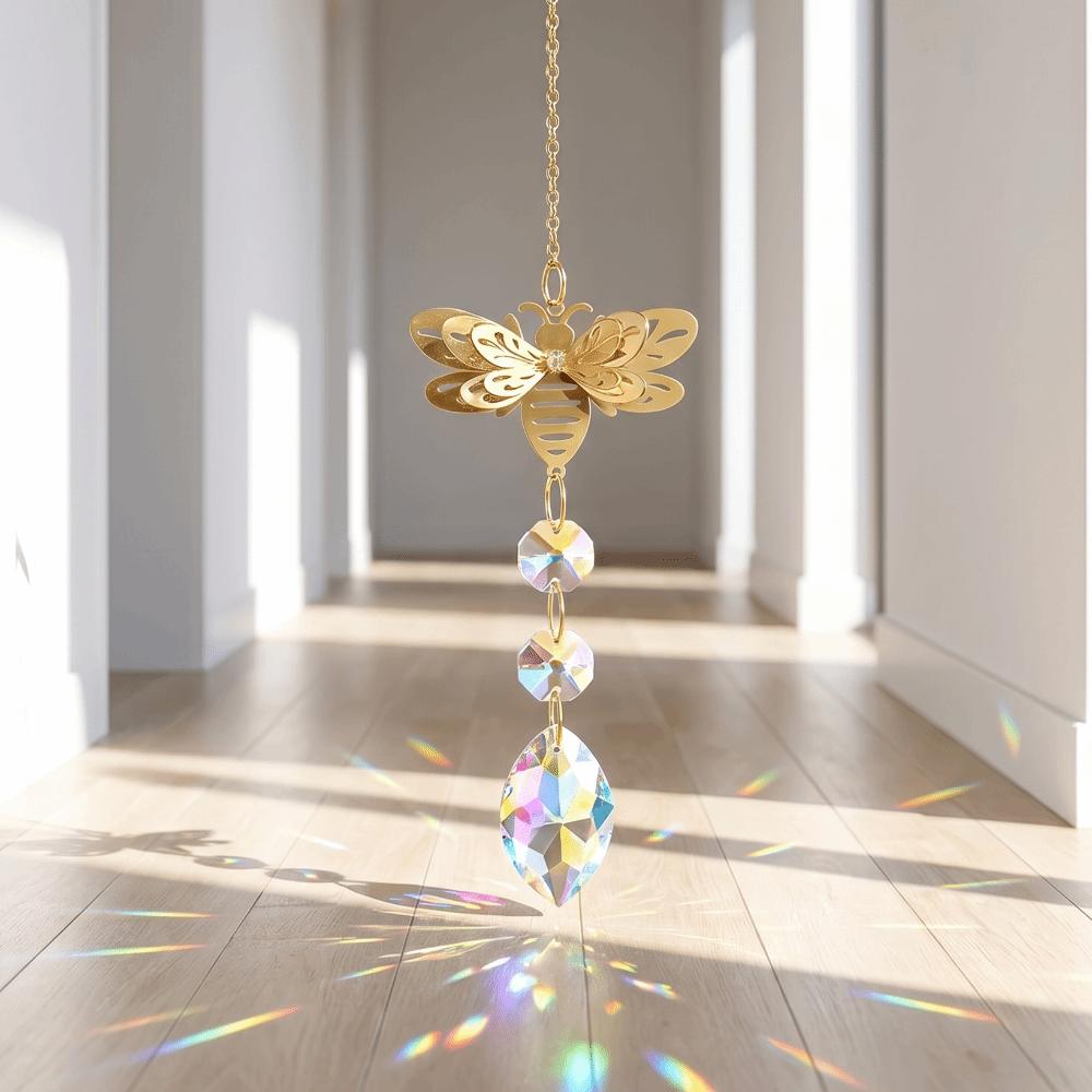 Rotating Butterfly Wind Chimes Colorful Light Collection Pendant Crafts Bee Wind Chimes  Backyard