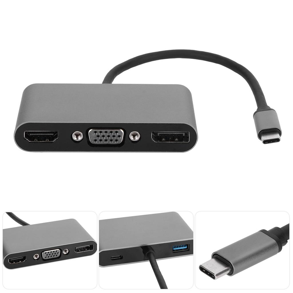 5 In 1 TypeC MultiFunction Docking Station HDMI+DP+VGA+USB+PD Interface HUB Adapter