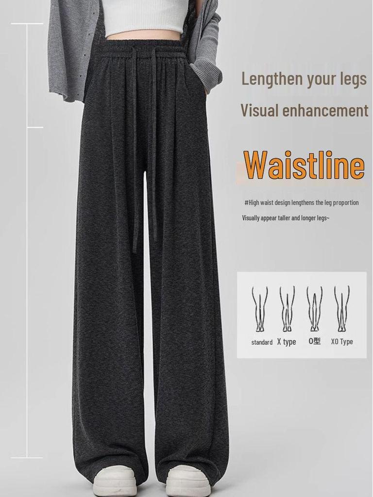 Women's Drapey Wide-Leg Pants: Spring & Autumn Plus Size, Slimming, Soft Touch, Versatile Fit, Casual Trendy Style
