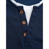 Men's Button Henley Neck Shirt Long Sleeve Casual Button Solid Color T-Shirt Waffle Cotton Fake Two-piece T-Shirt