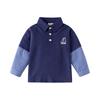 Boys' Sailing Label Polo Shirt Long Sleeves T-shirt Spring and Autumn Kids Lapel Underwear Blouse Baby Fake Two-Piece Tops