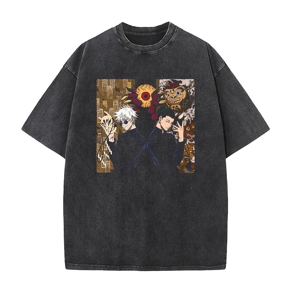 Anime Jujutsu Kaisen Geto Suguru Printed Tshirt Mens and Womens Washed Tshirt High Quality Vintage Cotton Tshirt Top