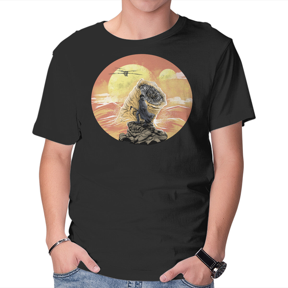 Unisex Crew Neck T-Shirt Wanderer Above The Sea Of Sand Graphic Short Sleeve Casual Tee XS