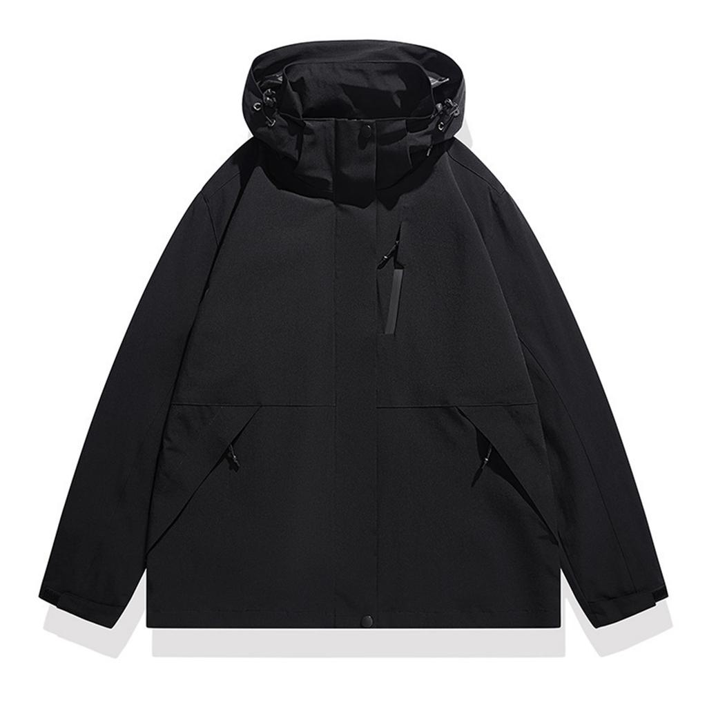 Men's Solid Color Jacket  Light Workwear Style Jacket Men's Hooded Trendy Sports Casual Jacket