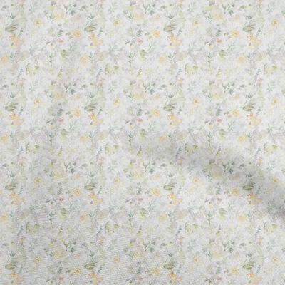 Cotton Cambric Light Yellow Fabric Flower Quilting Supplies Print Sewing Fabric By The Yard 42 Inch