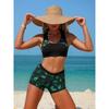 Sexy Blue Leaves Print Bikini Set 2026 Women Sports Push Up Bra High Waist Shorts Two Piece Swimsuit Beach Bathing Suit Swimwear