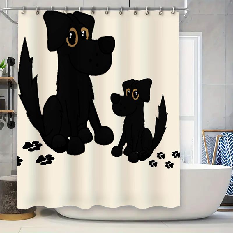 

Adorable Black Dog Duo: Fun and Whimsical Cartoon Pattern Shower Curtain for a Cozy and Playful Bathroom Décor 90x180cm