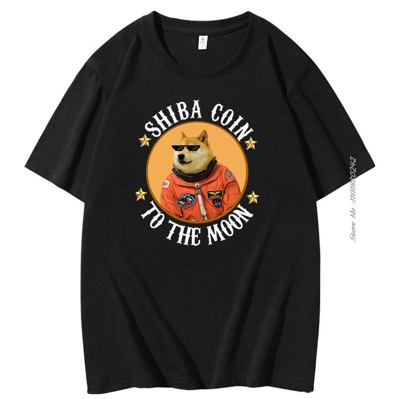 Moon Astronaut Meme Crypto Doggy Short Sleeve Tshirt Summer Cotton Tshirt Shib Coin Shiba Crypto Doge Killer Graphic T Shirts