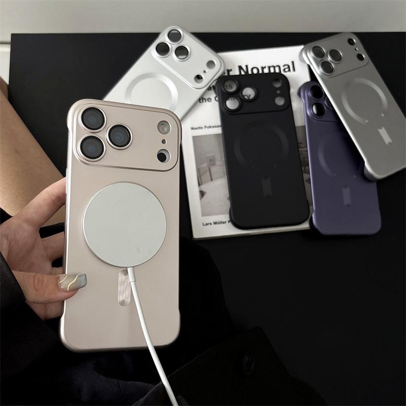 Frameless Magnetic Case For iPhone 17 Air 16 15 14 Plus 13 12 11 Pro Max Plus For Magsafe Camera Protection Hard PC Back Cover