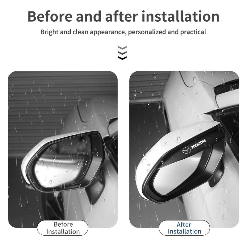 2PCS Mazda Car Mirror Rain Brow Carbon Fiber Rain Shield for Mazda 3 6 CX5 CX30 MX5 Effectively Divert Rainwater