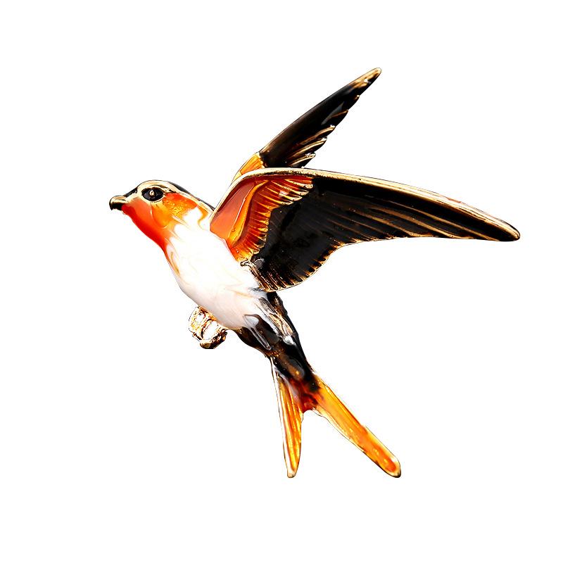 Cute animal bird brooch alloy drip oil anti-light pearl brooch pin buckle coat accessories