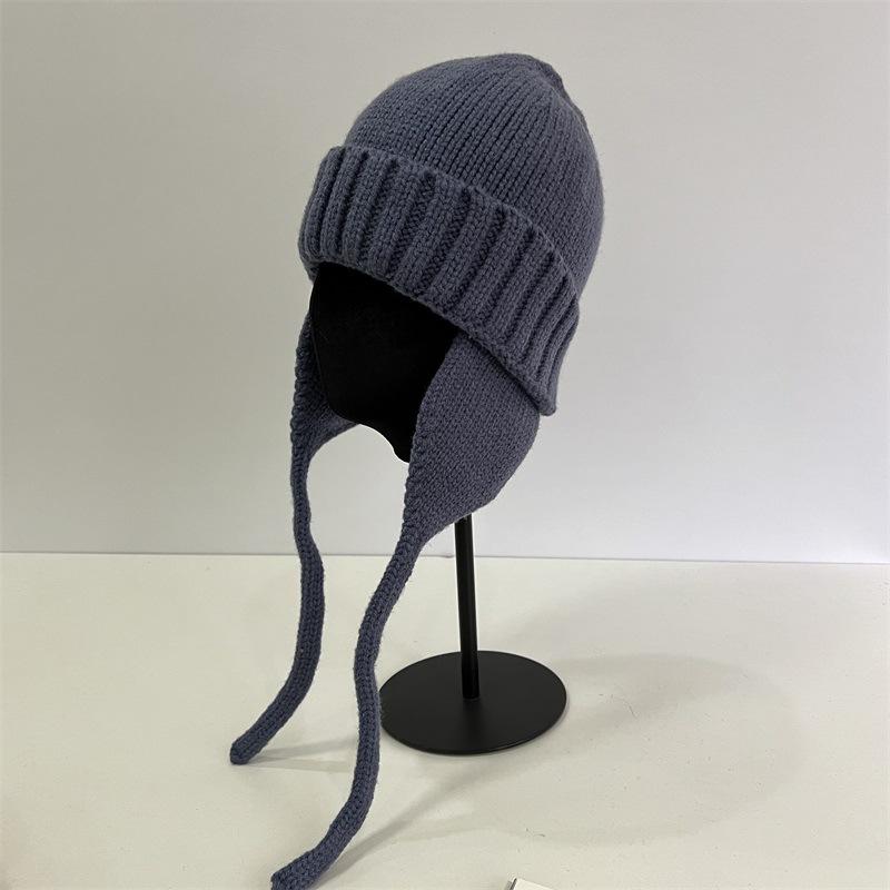 Winter Face Small Lei Feng Hat Women's Knitted Wool Hat Winter Belt Cycling Flying Hat Thermal Ear Hat