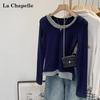 La Chapelle Color-Block Faux Two-Piece Slim Fit Long Sleeve T-Shirt