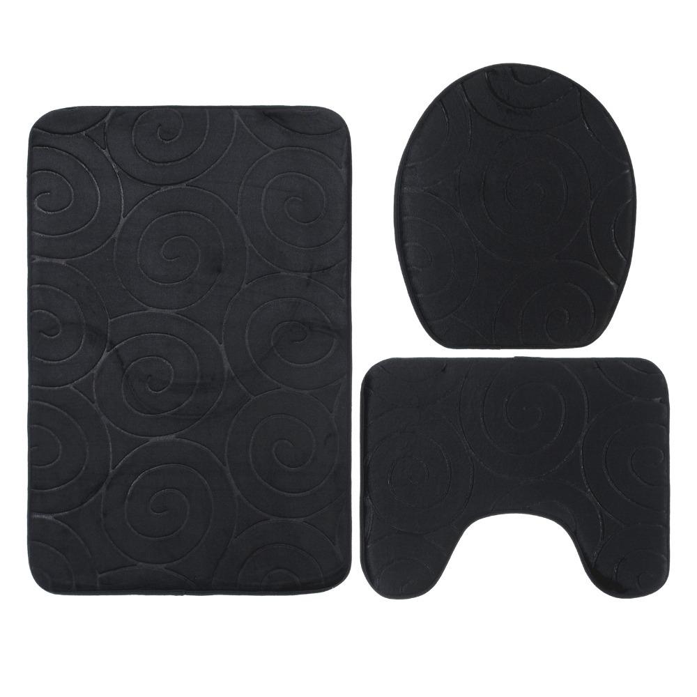 3 PCS Polyester Fiber Bathroom Mat Set Memory Foam Colorful Bath Carpets Set Absorbent Non-Slip Bathroom Floor Mat
