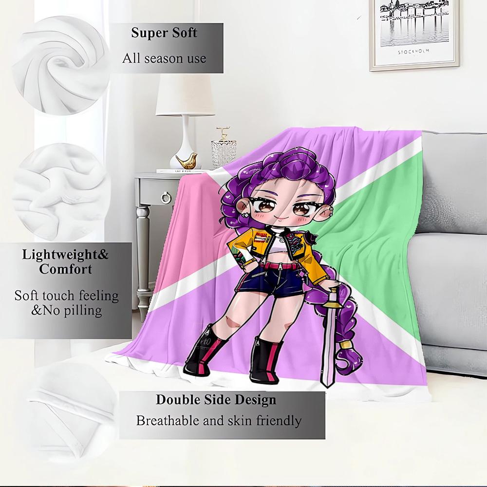 K-POP Anime Dívčí Skupina Čtyři Roční Období Měkká Teplá Přikrývka Celoroční Silně Pletená Polyesterová Přehoz na Postel, Kempování, Cestování Perfektní Dárek
