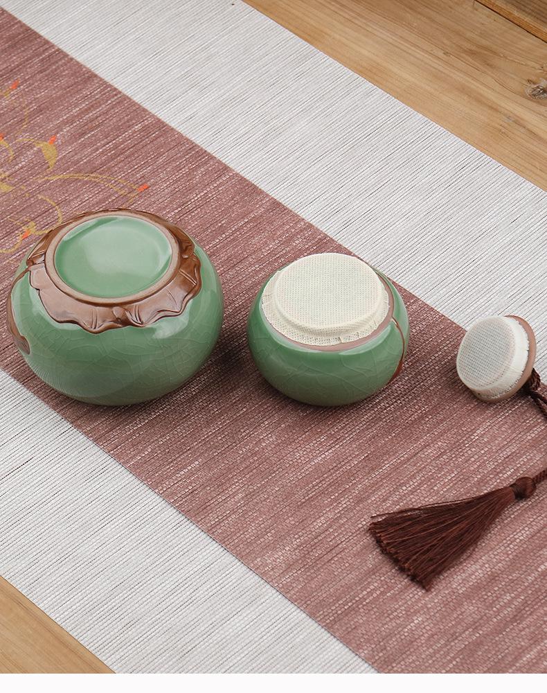 Ru Kiln Ceramic Gourd Tea Canister - Moisture-Proof Storage for Pu'er Tea, Gongfu Tea Set Container