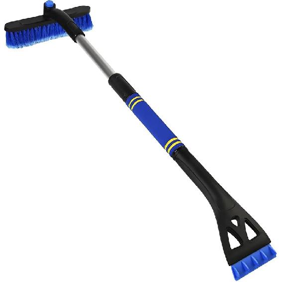 31.5" Ice Scraper and Extendable Snow Brush, 360° Rotating Brush Car Snow Scraper with Ergonomic Foam Grip, 3-in-1 Detachable Winter Ice Removal